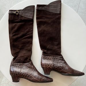 Casadei brown suede riding boots made in Italy